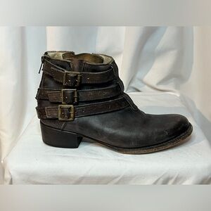 Freebird by Steven Soar Distressed Buckle Leather Booties | 9